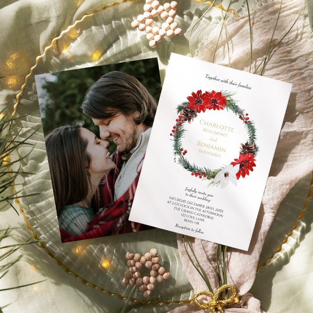 Invitation Simple Mariage Formel De Noël Classique Photo (Créateur téléchargé)