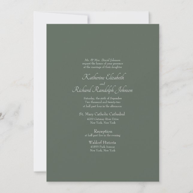 Invitation Simple Mariage Formel Église Vert Foncé (Devant)