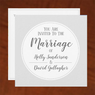 Invitation Simple Mariage Jour Argent Gris & Blanc