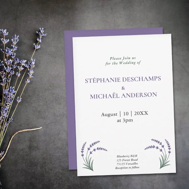 Invitation Simple Mariage Lavande (Simple Lavender Wedding Invitation)