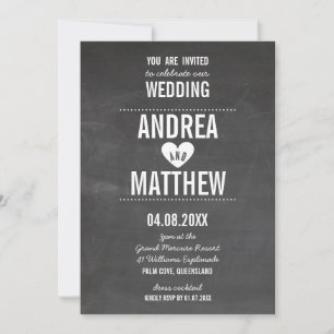 Invitation SIMPLE MARIAGE mignon tableau de bord de coeur en
