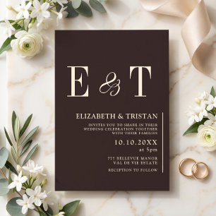 Invitation Simple Mariage Minimaliste au Chocolat Noir 
