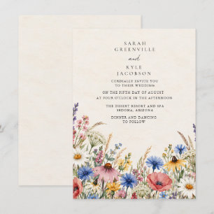 Invitation Simple Mariage Minimaliste aux Fleurs Sauvages