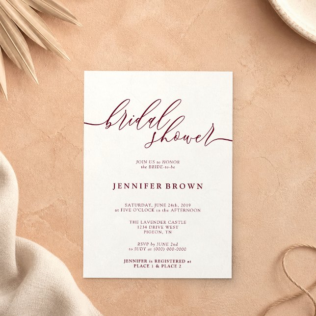 Invitation Simple Mariage Minimaliste Bourguignon (Créateur téléchargé)