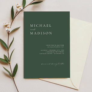 Invitation Simple Mariage minimaliste en mousse vert foncé