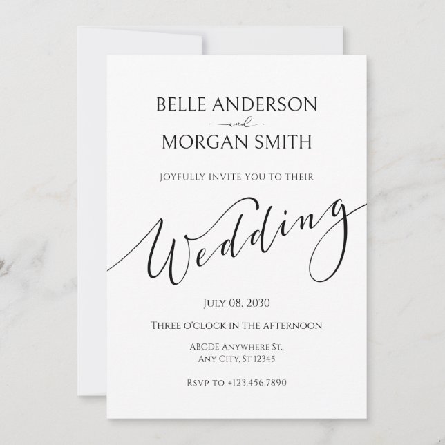 Invitation Simple mariage minimaliste moderne (Devant)