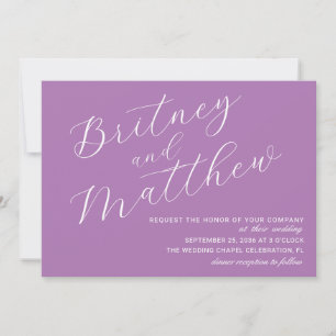 Invitation Simple Mariage Minimaliste Photo Écriture Lavande
