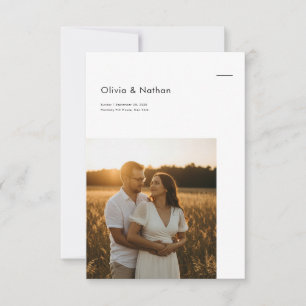 Invitation Simple Mariage Minimaliste Photo Noir & Blanc