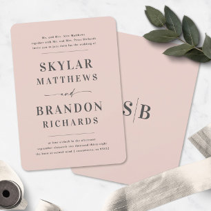 Invitation Simple Mariage Minimaliste Rose Pâle Semi Formel
