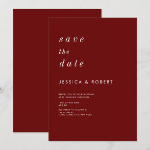 Invitation Simple Mariage Minimaliste Rouge et Blanc
