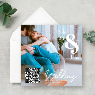 Invitation Simple Mariage Moderne Code QR Photo RSVP