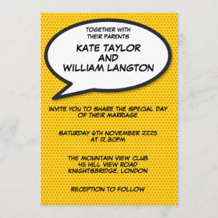 Invitation Simple Mariage Moderne et Amusant de Bande Dessiné