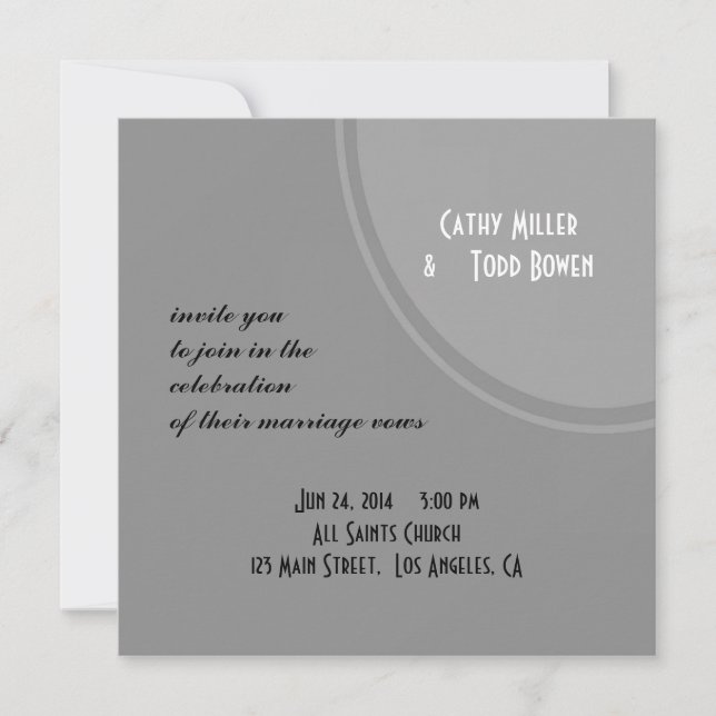 Invitation Simple Mariage Moderne Gris (Devant)