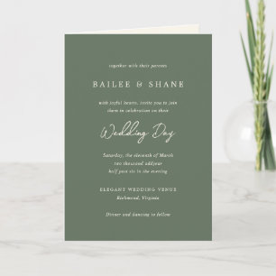 Invitation Simple Mariage Moderne Vert Olive