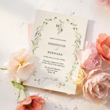 Simple Mariage Monogramme Fleur des Champs Rustiqu