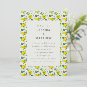 Invitation Simple Mariage Motif de Citron de Fruit d'Été Mign