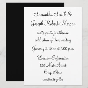 Invitation Simple Mariage Noir et Blanc