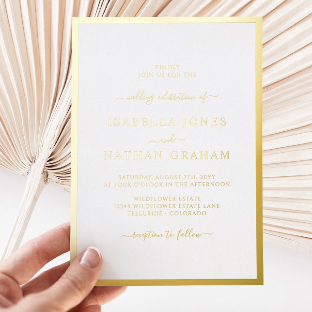 Invitation simple Mariage or Foil (Simple Minimalist Gold Wedding Foil Invitation by Painted Paperie
)