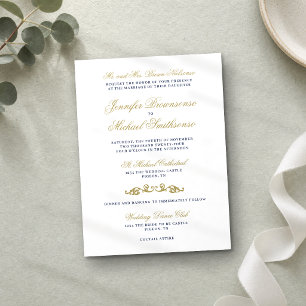 Invitation Simple Mariage Or Vert Sauge Police de Signature