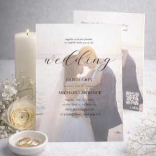 Invitation Simple Mariage Photo en surimpression Noir & Blanc