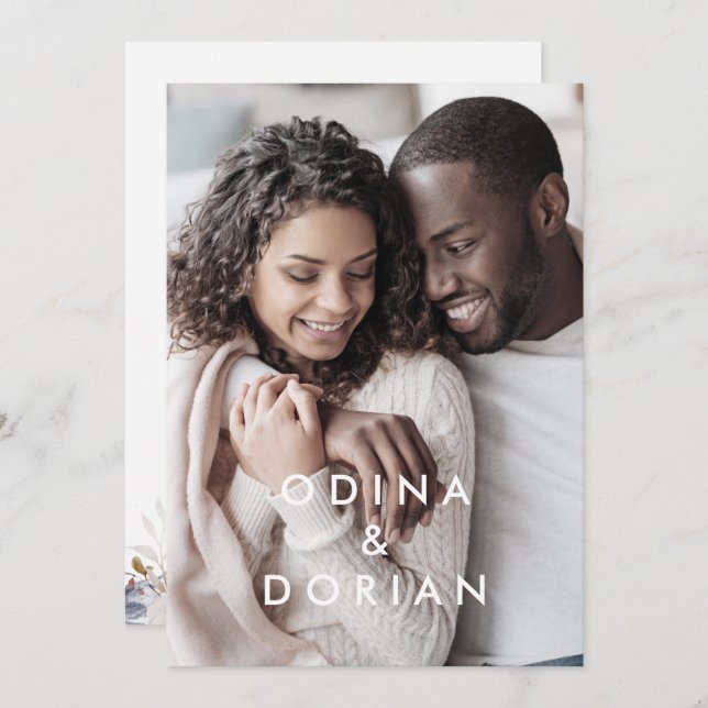 Invitation Simple Mariage photo Floral Mountain (Devant / Derrière)