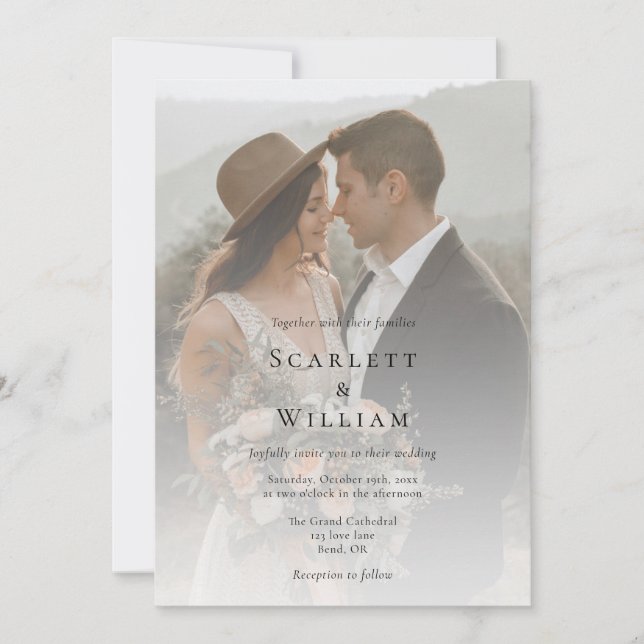 Invitation Simple Mariage Photo Minimaliste Traditionnel (Devant)