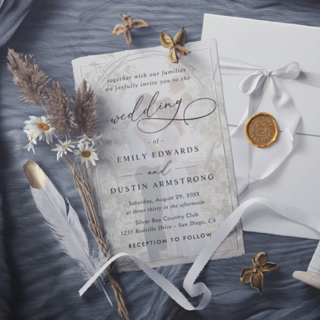 Invitation Simple mariage photo superposition noir et blanc (Créateur téléchargé)