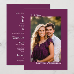 Invitation Simple Mariage Photo Verticale Magenta Prune
