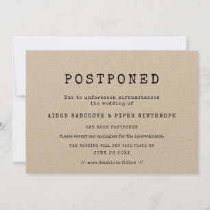 Invitation simple mariage reporté machine à écrire