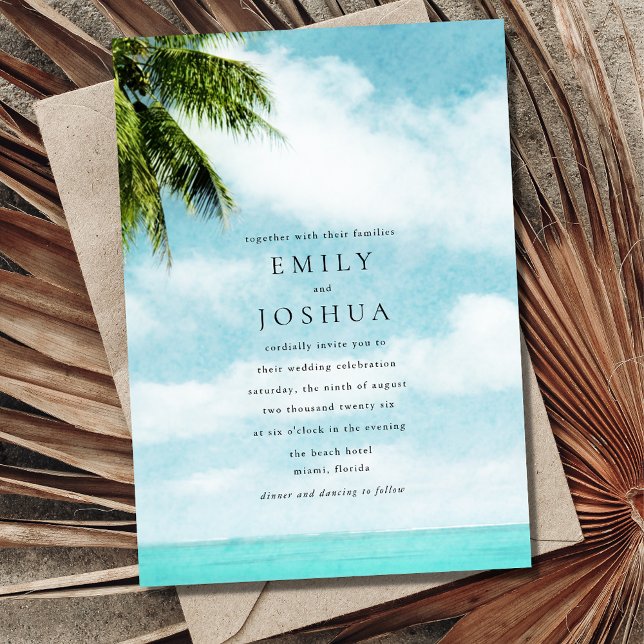 Invitation Simple mariage sur la plage (Simple Beach Wedding Invitation)