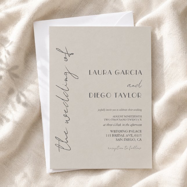 Invitation Simple mariage taupe (Créateur téléchargé)