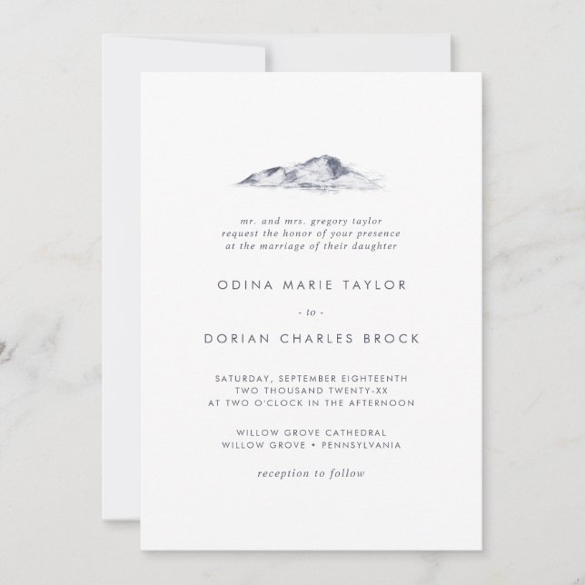Invitation Simple Mariage traditionnel de montagne (Devant)