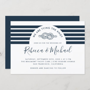 Invitation Simple Marine Bleu Nautique Lier le Mariage de noe
