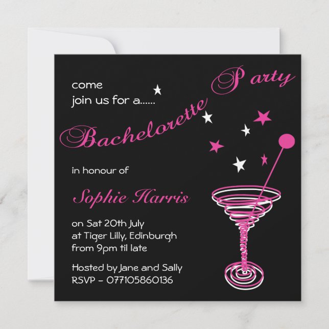 Invitation Simple Martini Swirl Bachelorette (Devant)