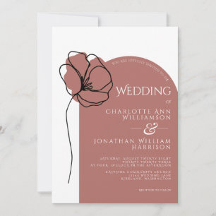 Invitation Simple Mauve Dusty Rose Floral Croquis Arche moder