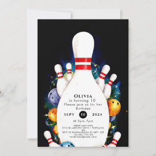 Invitation Simple mignon Bowling pour enfants Anniversaire