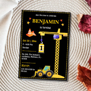 Invitation Simple mignon camion de construction enfants 1er a