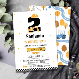 Invitation Simple mignon camion de construction enfants 2e an