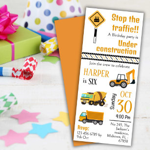 Invitation Simple mignon camion de construction enfants 6e an