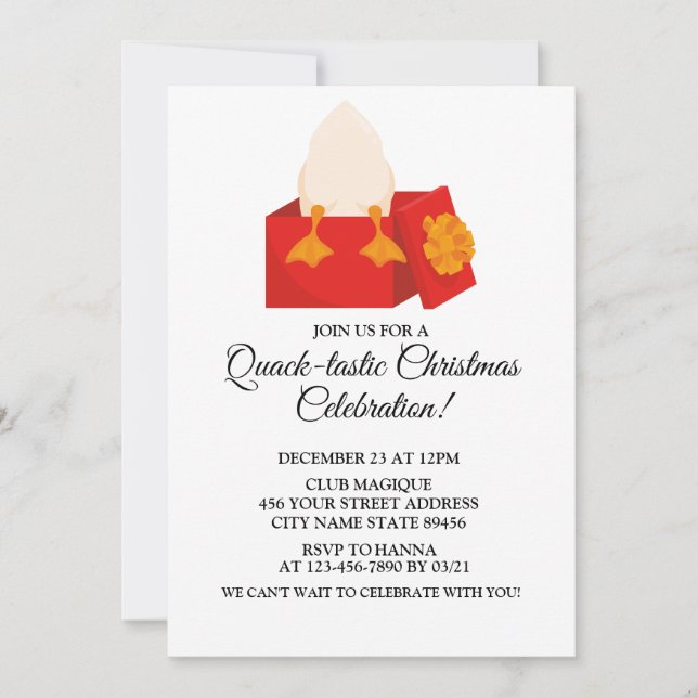 Invitation Simple mignon canard de Noël en boîte mignon drôle (Devant)