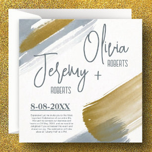 Invitation Simple mignon moderne élégant mariage or aquarelle