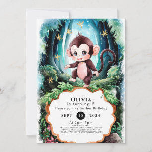 Invitation Simple mignon singe Anniversaire