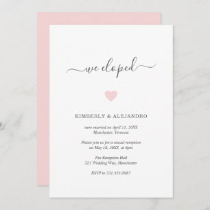 Invitation Simple Mignonne Coeur Rose Réception de mariage mo