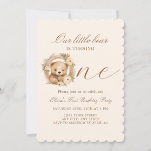 Invitation Simple mignonne Enfants Little Bear 1er anniversai