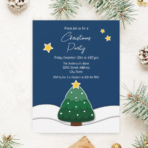 Invitation Simple Mignonne Papercut Christmas Tree Fête de No