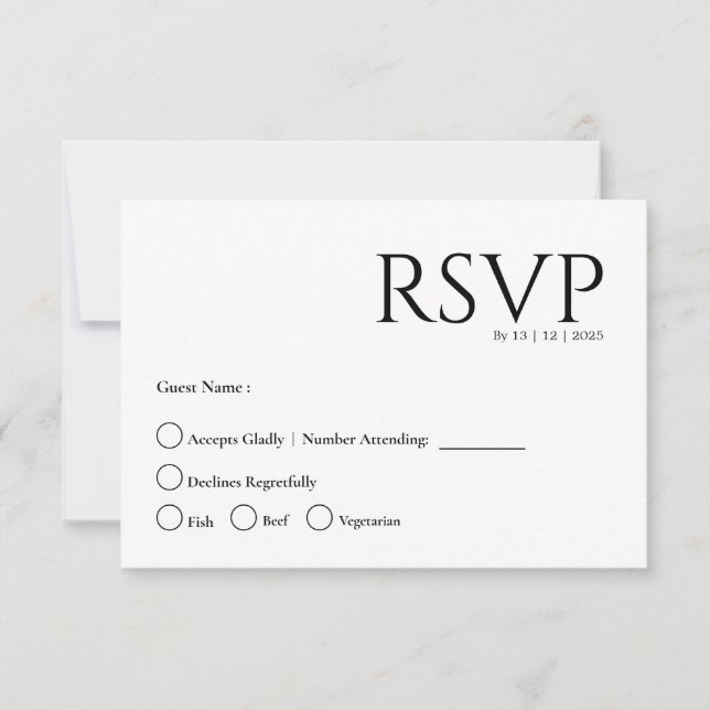Invitation Simple minimal rsvp card (Devant)