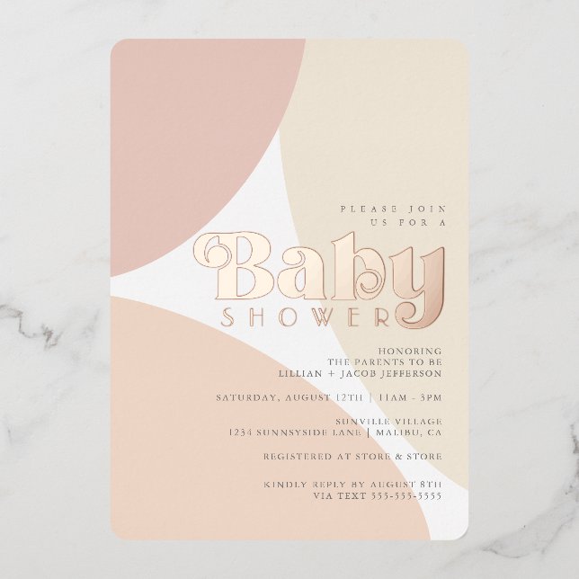 Invitation simple minimaliste Baby shower Boho Foi (Recto)