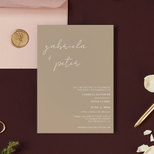 Invitation Simple minimaliste Beige Mariage moderne (Créateur téléchargé)