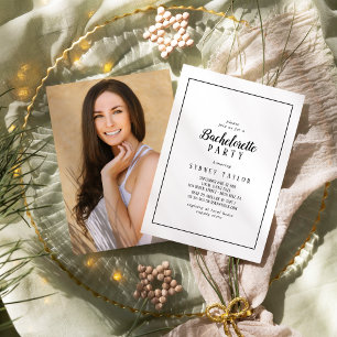 Invitation Simple minimaliste cadre photo Bachelorette Party