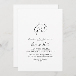 Invitation Simple minimaliste C'est un Baby shower de fille
